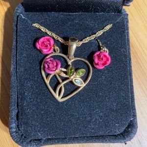 Rose Necklace and Earring Set